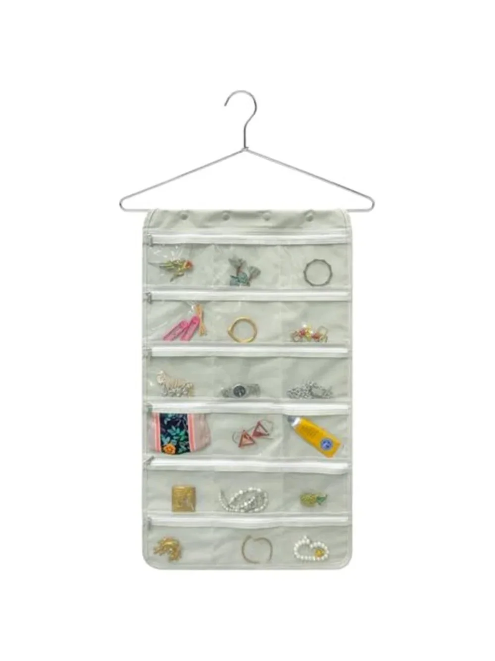 Travel Jewelry Organizer Bag Zippered Pockets Portable Foldable Necklace Earring